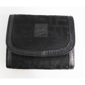 Fendi Vintage Black Leather Medium Clutch Wallet Italy‎